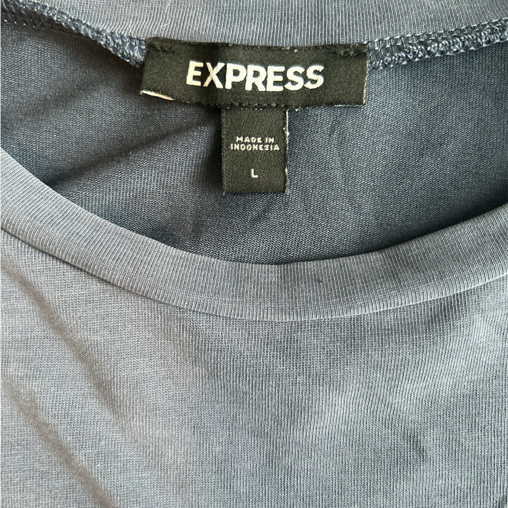 Express Large Silky Sueded Jersey Ruched T-Shirt Dress - Picture 3 of 3